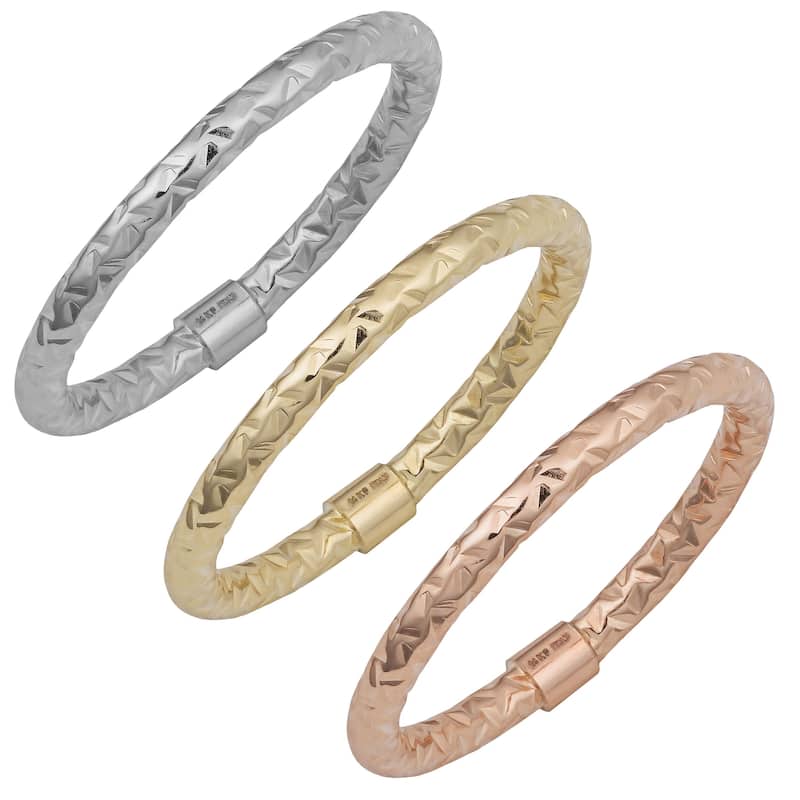 Fremada 14k Gold Stylish Diamond-cut Stackable Ring