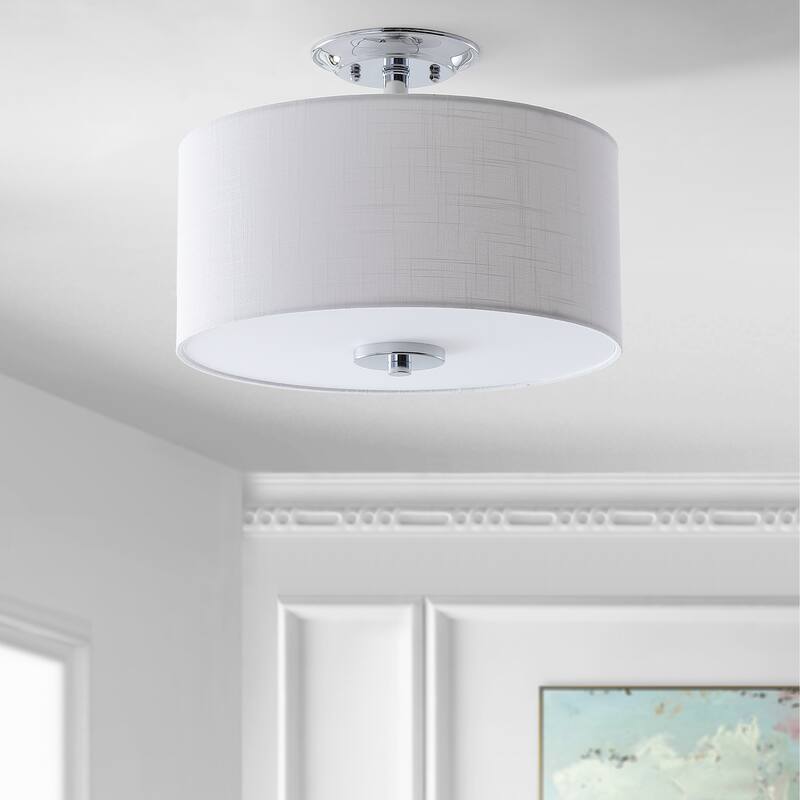 David 15" Metal LED Semi-Flush Mount, Oil Rubbed Bronze/White by JONATHAN Y