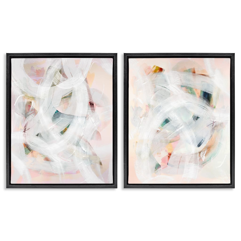 Stupell Subtle & Soft Abstraction Framed Floater Canvas Wall Art Design By Gemma Bardot (Set of 2)