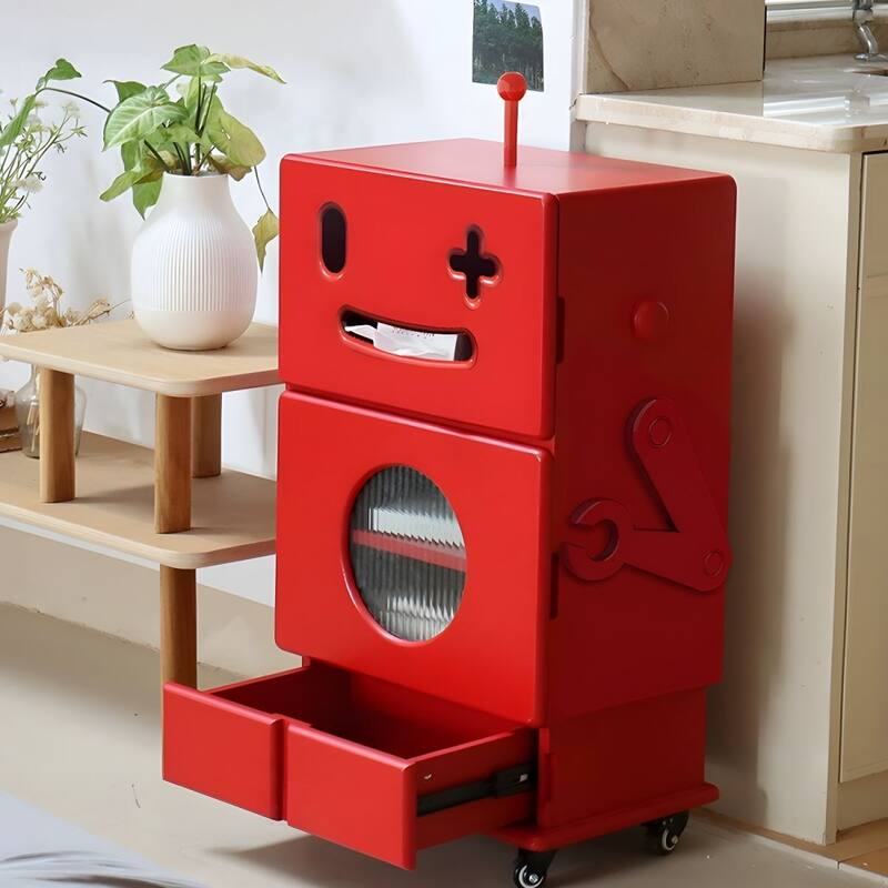 Robot Shape Nightstand, Wood Stand Storage Cabinet
