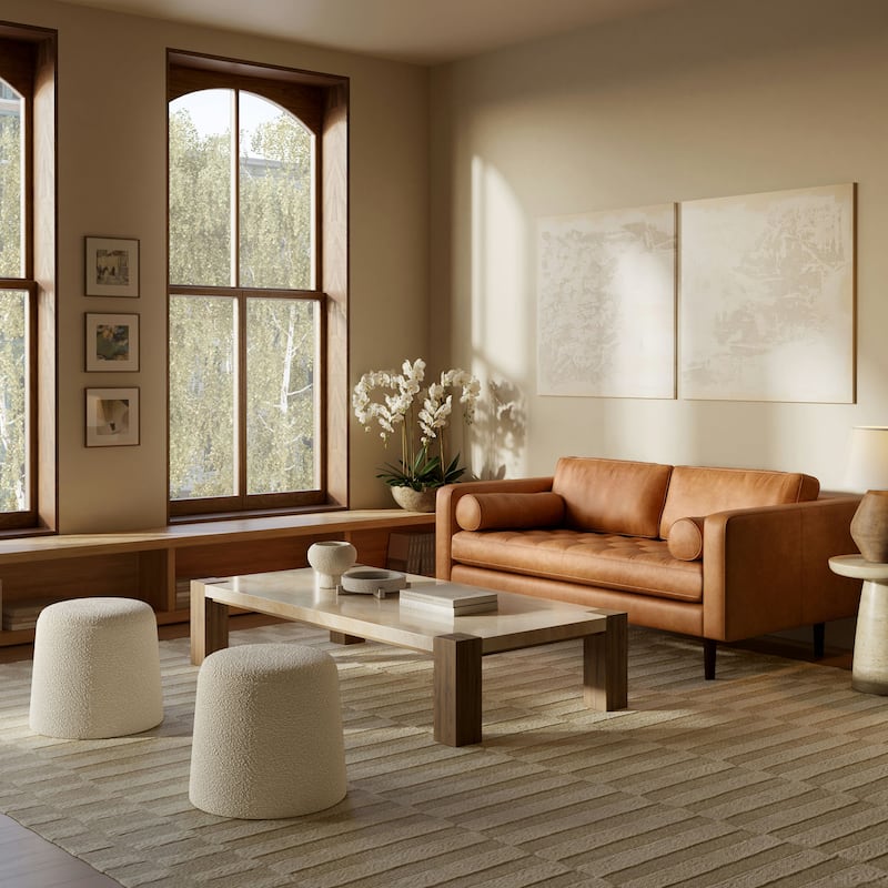 Poly & Bark Napa 72" Apartment Sofa - Full Grain Genuine Italian Leather