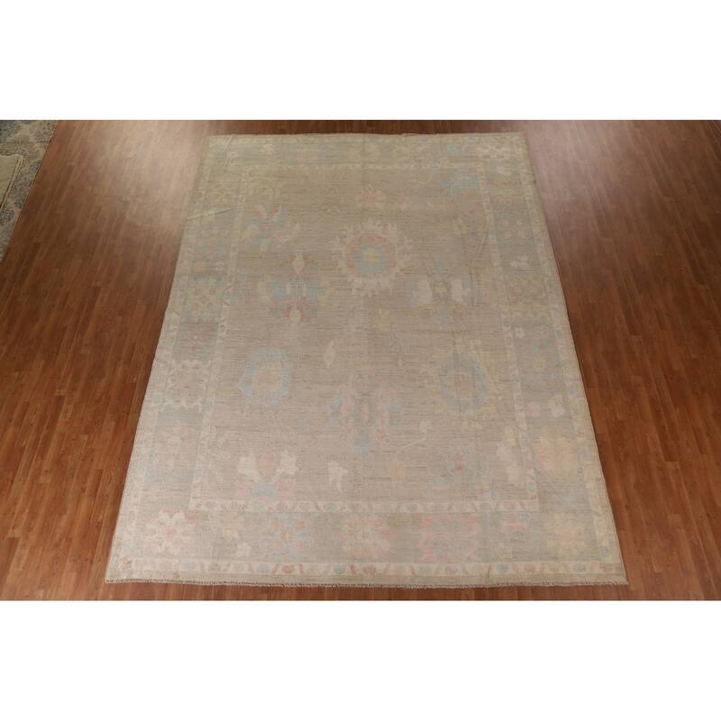Vegetable Dye Oushak Oriental Large Rug Handmade Wool Carpet - 10'2"x 13'7"