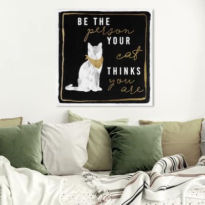 Wynwood Studio 'Your Cat's Opinion' Animals Wall Art Canvas Print Cats and Kitties - Black, Gold