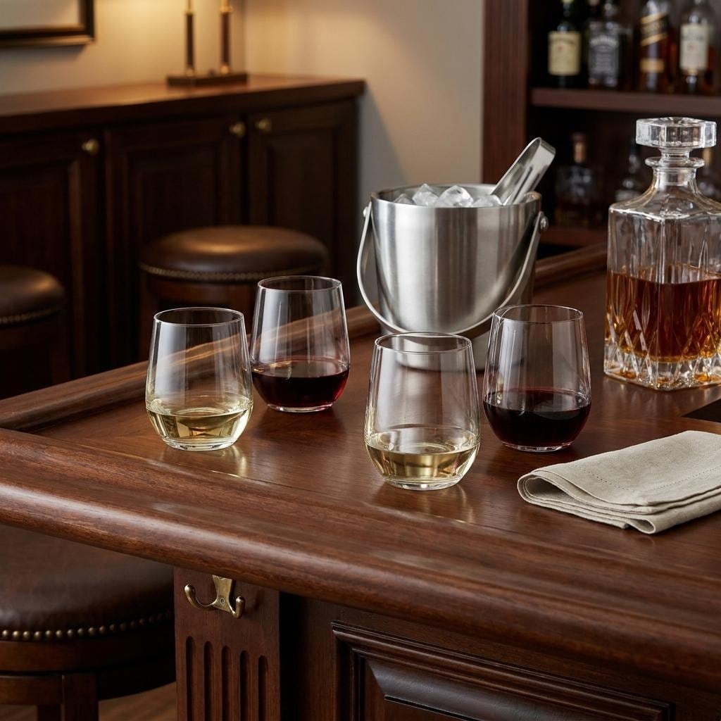 HomeRoots Set of Four Clear Tritan Plastic Stemmed All Purpose Wine Glass