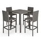 preview thumbnail 1 of 8, Martha Stewart 5-Piece Outdoor Rattan Wicker Patio Set with 4 Bar Stools, Bar Height Table - 19"W x 22.5"D x 46"H Gray