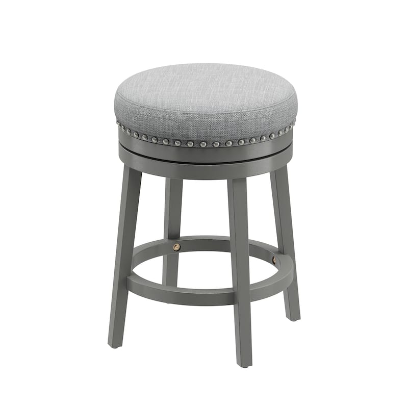 Swivel Counter Height Bar Stool with Upholstered Seat Solid Wood Frame