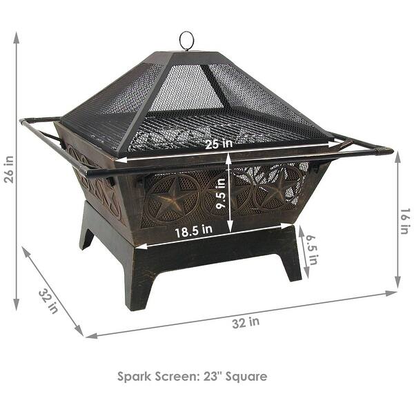 32" Fire Pit Steel Northern Galaxy Design with Cooking Grate and Poker