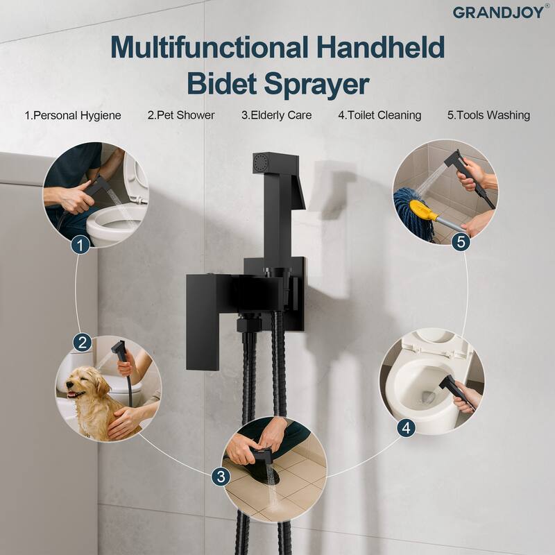 GRANDJOY Bathroom Handheld Bidet Attachment for Personal Hygiene, Pet Washing, and Cloth Diaper Rinsing