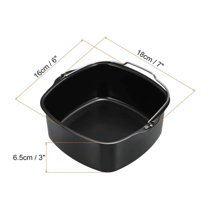 Baking Pan Universal Air Fryer Accessory Nonstick Coating 7"x6"x3" - Black - Black - 7"x6"x3"