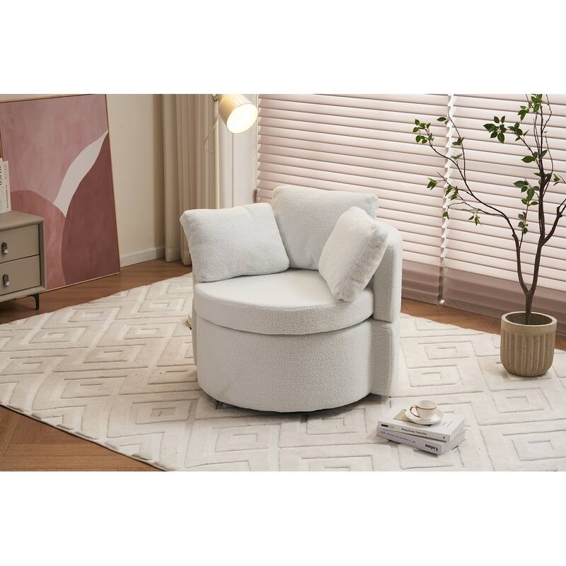 Teddy Fabric Swivel And Storage Chair