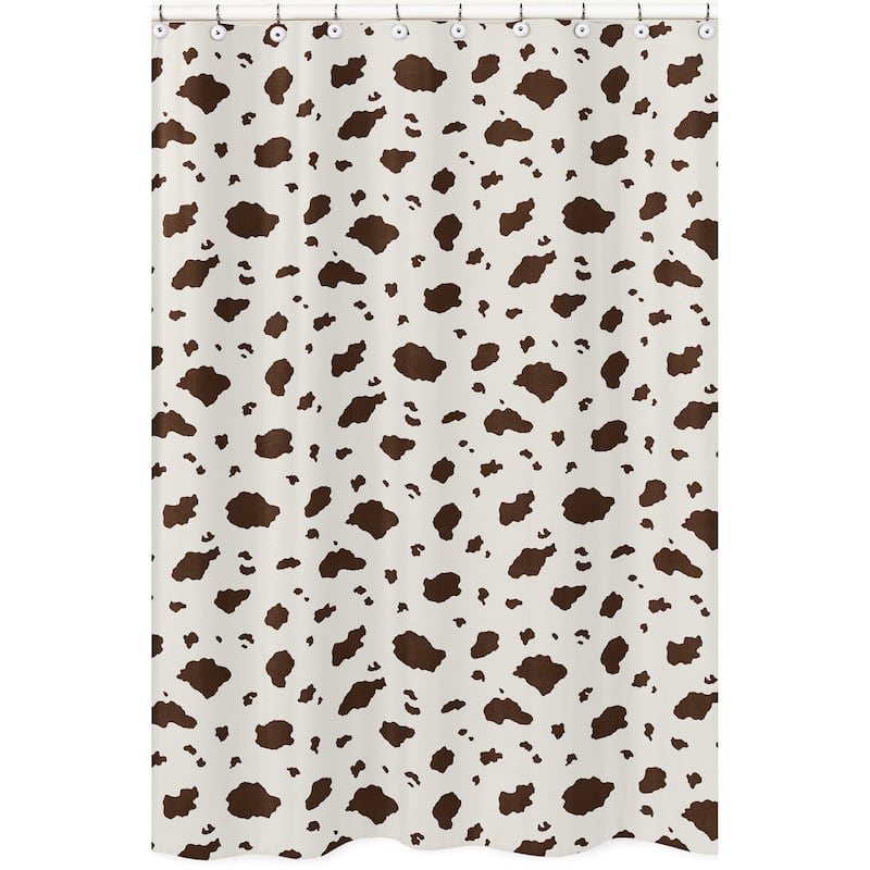 Sweet Jojo Designs Wild West Cow Boy Girl Gender Neutral Bathroom Fabric Bath Shower Curtain Brown Cream Western Southern Animal