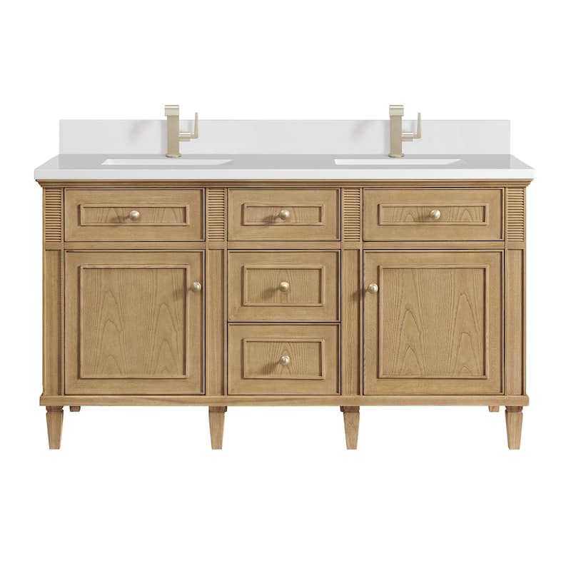 James Martin Vanities 424-V60D-1WZ Lorelai 60" Double Basin Wood - Light Natural Oak - Oak Finish