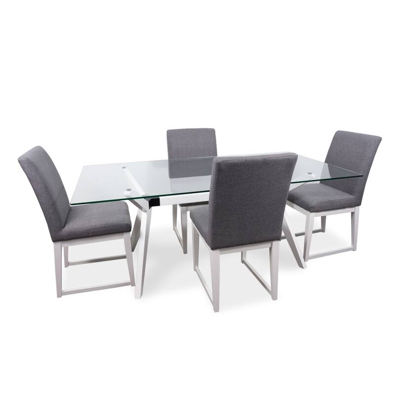 Rye Studio Waldorf Modern Glass Dining Table