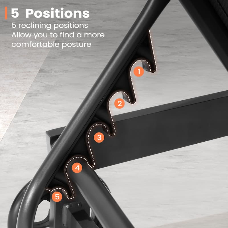 Patio Chaise Lounge Chair Adjustable Aluminum Outdoor Recliners with Wheel