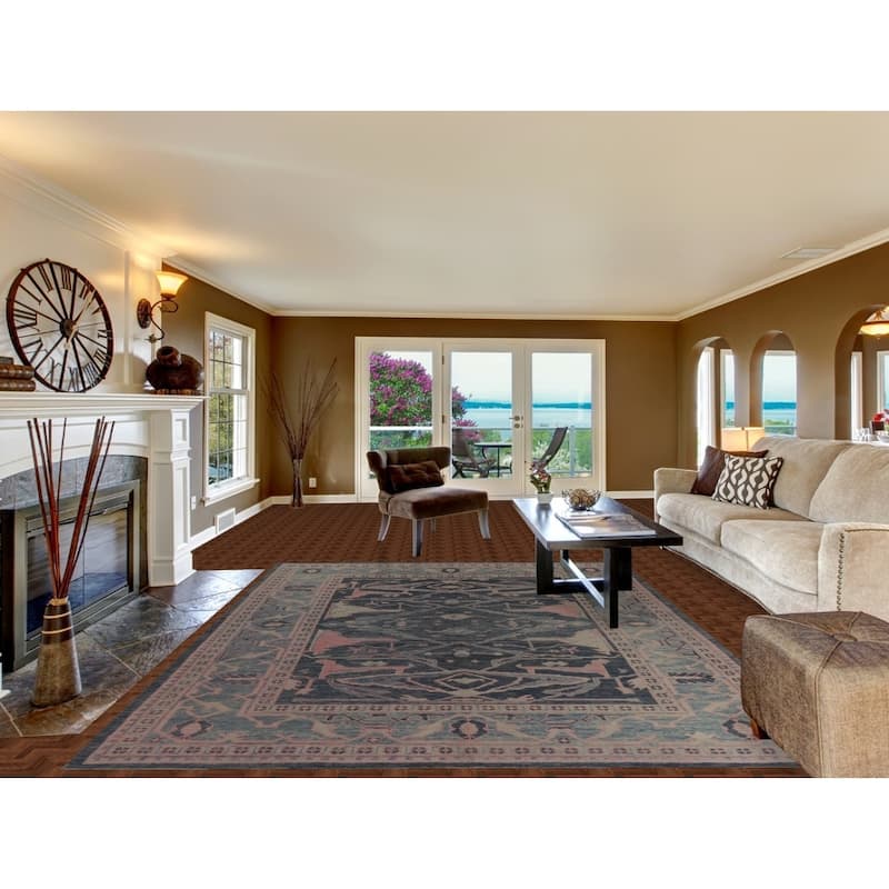 Hand Knotted Oriental 100% Wool Carpet Transitional All-Over Navy Blue & Blues Oushak Area Rug - 10' 10'' X 8' 0''
