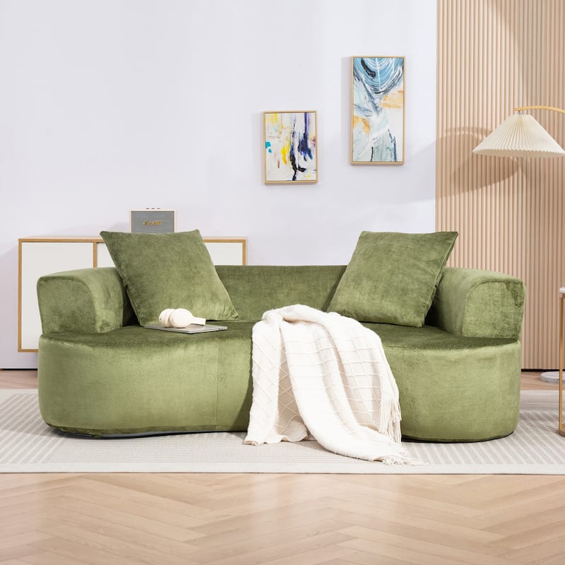 XINMICS 78.74'' Modern Sectional Sofa, 2-Seater Chenille Sofa with 2 Pillows, U-Shape Foam Sofa No Assembly Required