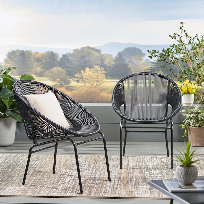 Nusa Outdoor Modern Rattan Club Chair (Set of 2) by Christopher Knight Home