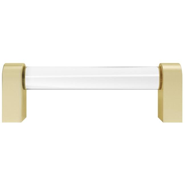 Hapny Home C501-CLR Clarity 3-3/4" Center to Center Solid Metal and - Clear / Satin Brass