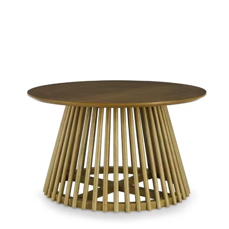 Modern minimalist coffee table - Brown+Yellow-31.5"Lx 31.5"Wx 17.7"H