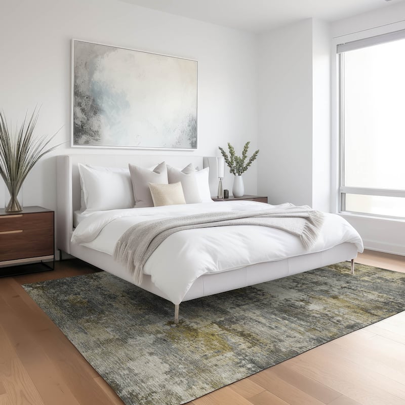 Machine Washable Indoor/ Outdoor Modern Blend Chantille Rug