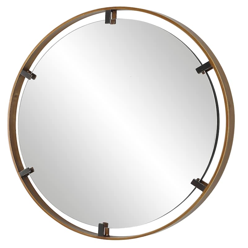 Rich Gold Round Mirror - 32"W x 32"H x 1.25"D