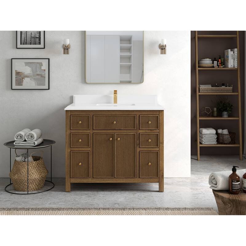 Willow Collections 42 in. W x 22 in. D Sonoma Teak Single Sink Bathroom Vanity with Countertop