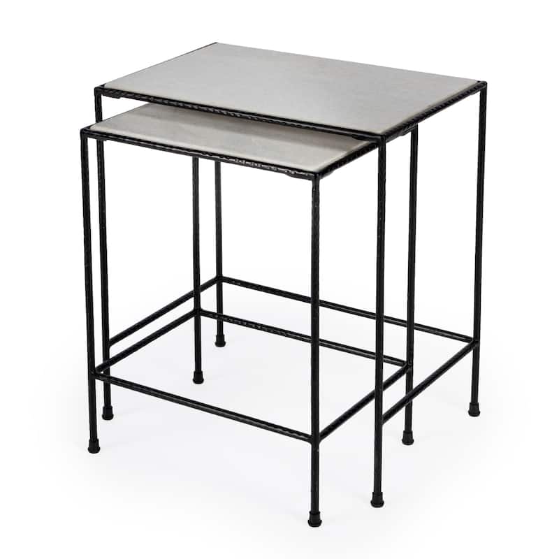 Handmade Butler Carrera Marble Nesting Tables - Off White - Marble