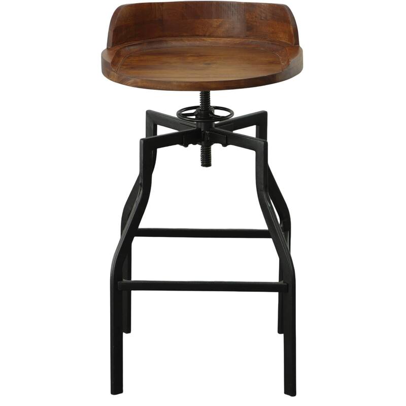 Geometric Base Adjustable Barstool - 29.25" - Chestnut Brown and Black