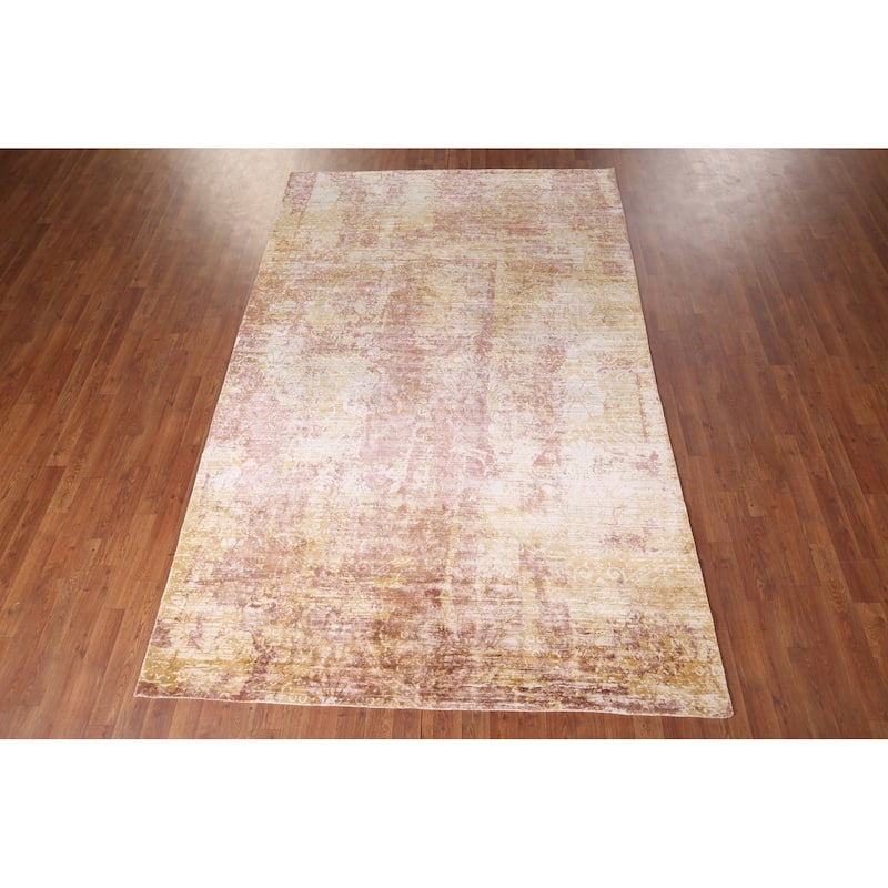 All-Over Abstract Oriental Area Rug Handmade Wool Carpet - 5'10"x 9'1"