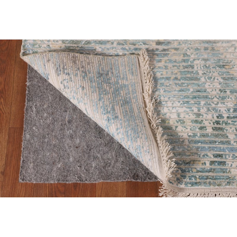 Striped Abstract Indian Area Rug Handmade Wool Carpet - 5'6"x 7'7"