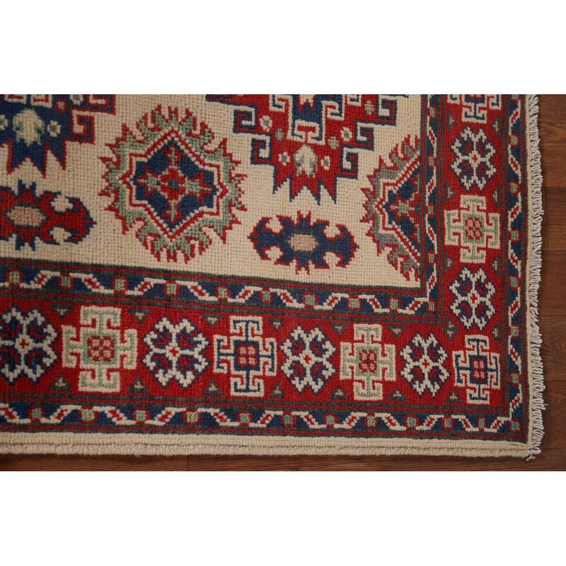 Kazak Accent Rug Hand-Knotted Oriental Wool Carpet - 2'11" x 4'2"