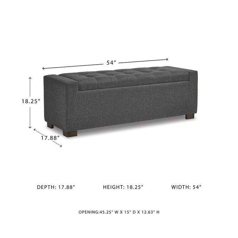 Signature Design by Ashley Cortwell Dark Grey Storage Bench - 54"W x 18"D x 18"H