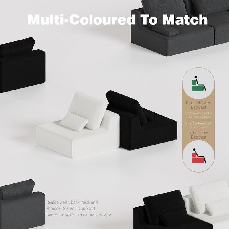 Oversized Modular Sectional Sofa, Luxury Boucle Floor Couch, Convertible Compressed Couch for Living Room, Apartment