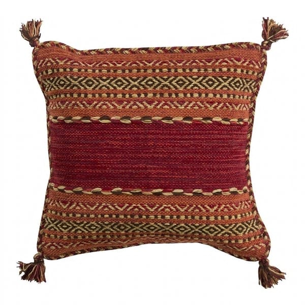 slide 2 of 3, Southwest Tassels Pillow Cover 18"H x 18"W - Red