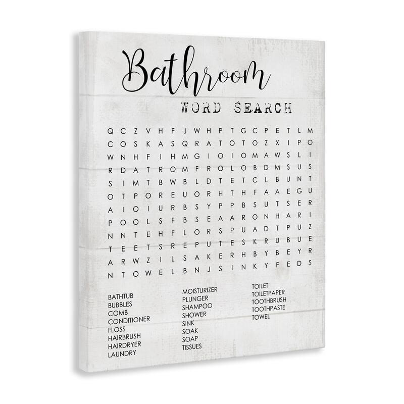 Stupell Bathroom Word Search Fun Family Word Design Canvas Wall Art