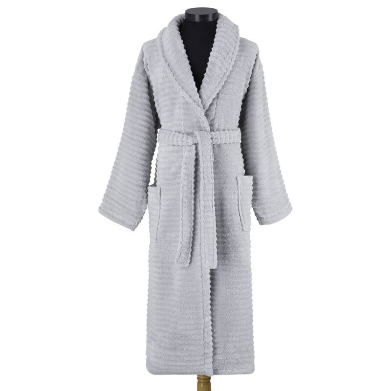 Ribbed Zero Twist Turkish Cotton Unisex Bathrobe