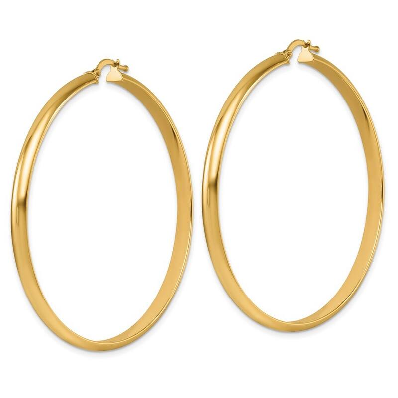 Curata 14k Yellow Gold Large Polished Hoop Earrings - 56.2x54.5mm
