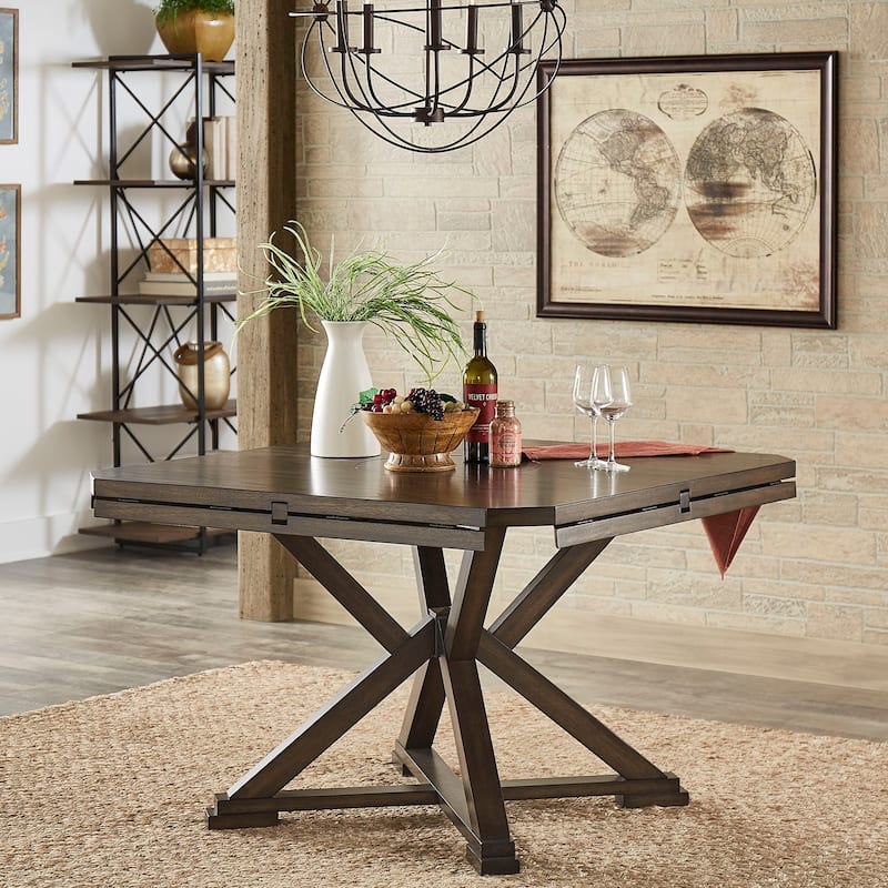 Sylvestra Espresso Convertible Dining Table with Lazy Susan