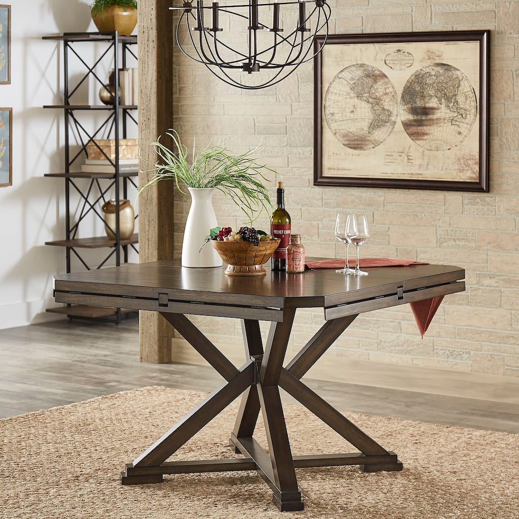 Sylvestra Espresso Convertible Dining Table with Lazy Susan