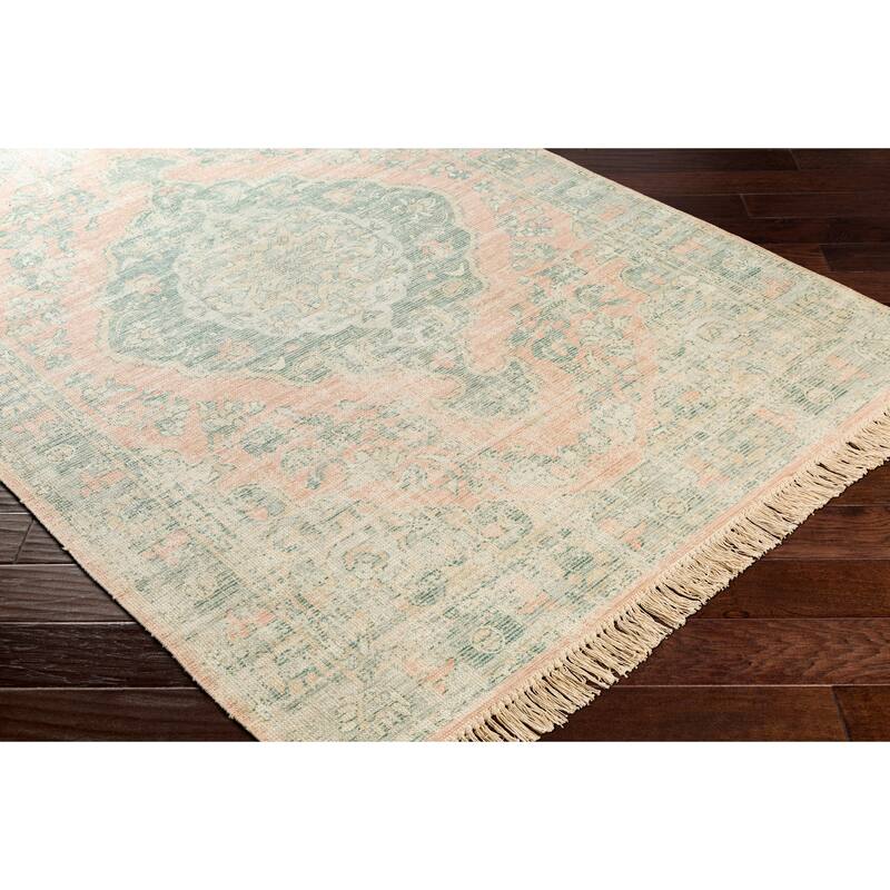 Livabliss Barack Distressed Medallion Handmade Cotton Area Rug