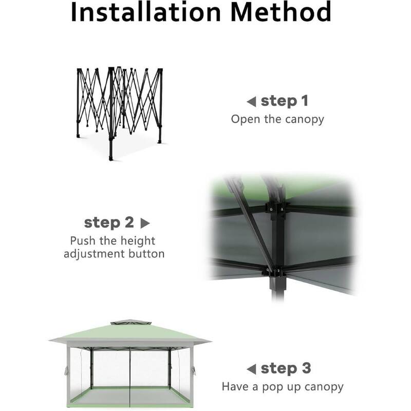 13X13 FT Patio Pop Up Canopy, Portable Folding Shed for Camping Party Wedding - 13x13 FT