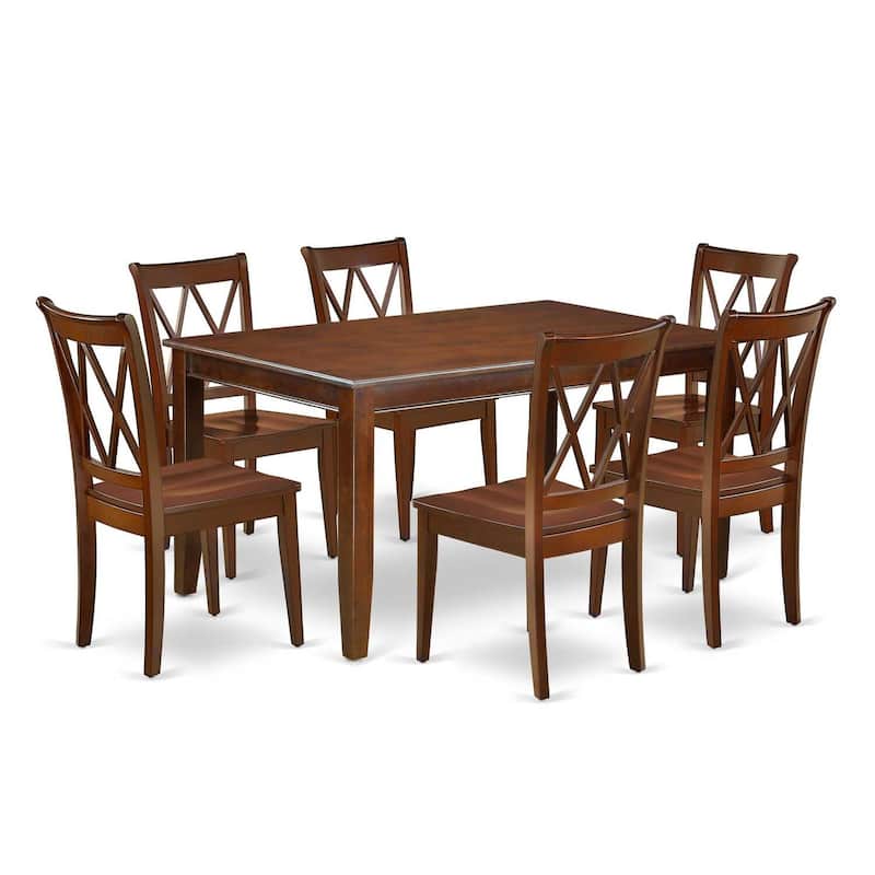 Mid-Century Dining Set - 7Pc Rectangular Table & 6 Chairs - Modern Retro Design
