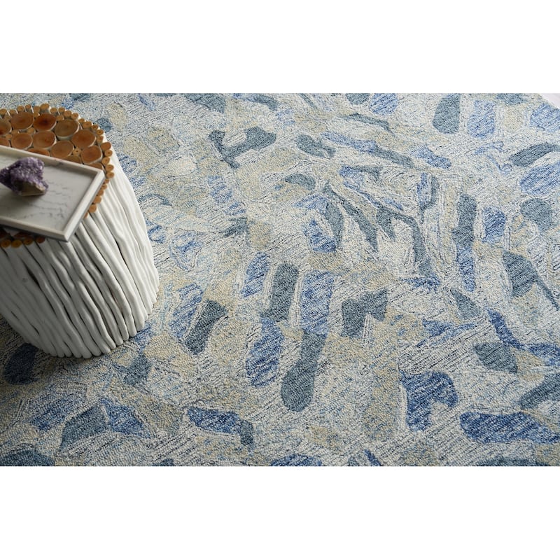 Botanica Blue/Ivory/Multi New Zealand Wool hand-tufted Area Rug