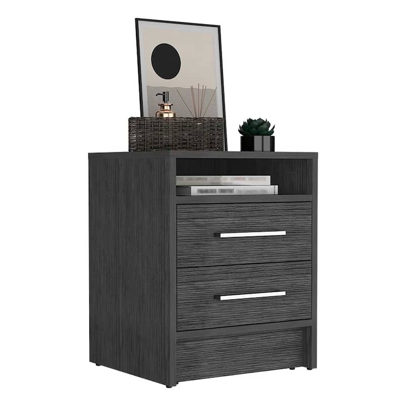Nightstand Cartiz, Two Drawers, Smokey Oak Finish,High quality and durable