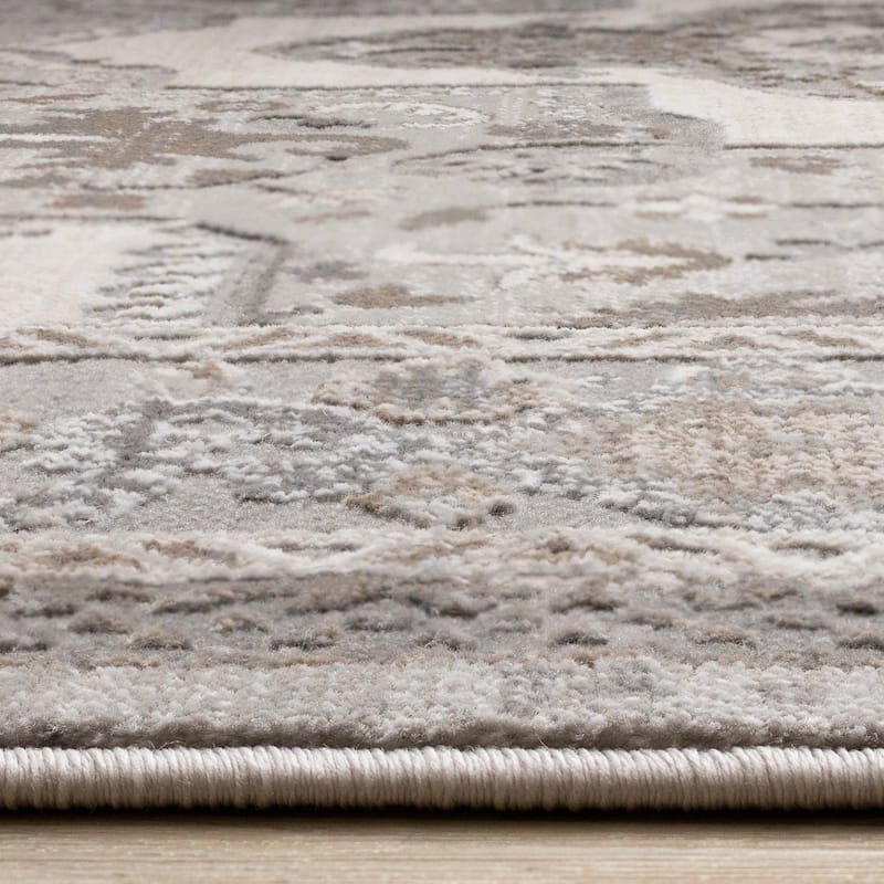 Taupe White Grey Beige Classic Elegant High-Traffic Rug