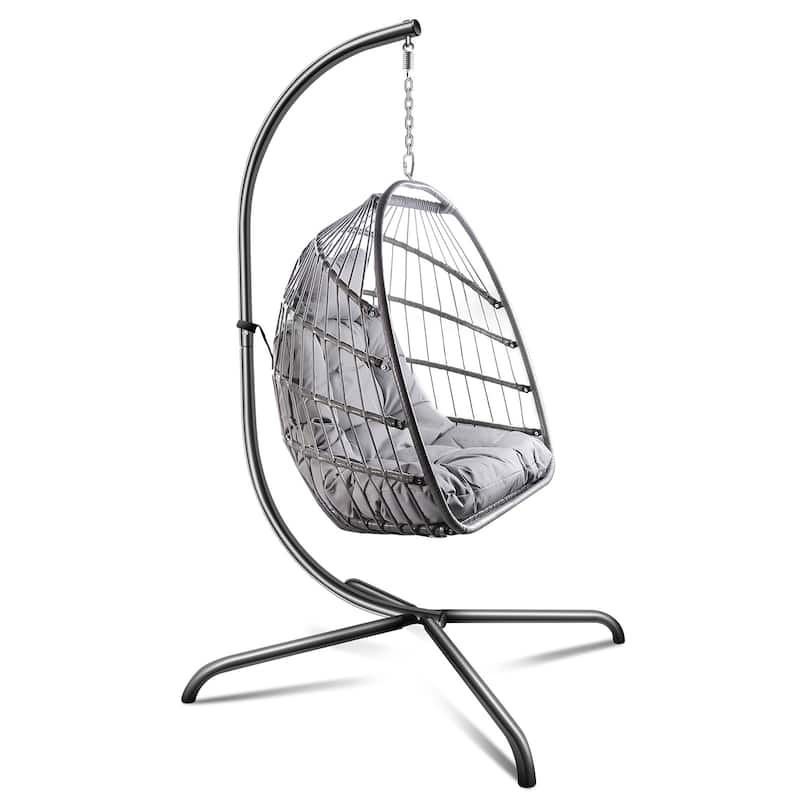 Outdoor Hanging Basket Egg Chair Swing with Stand Cushion