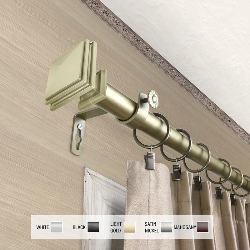 InStyleDesign Mantle 1 inch Diameter Adjustable Curtain Rod - 120 to 170 inches - Light gold