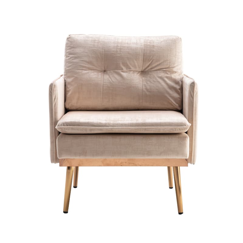 Velvet Upholstered Tufted Accent Chair With Rose Golden feet