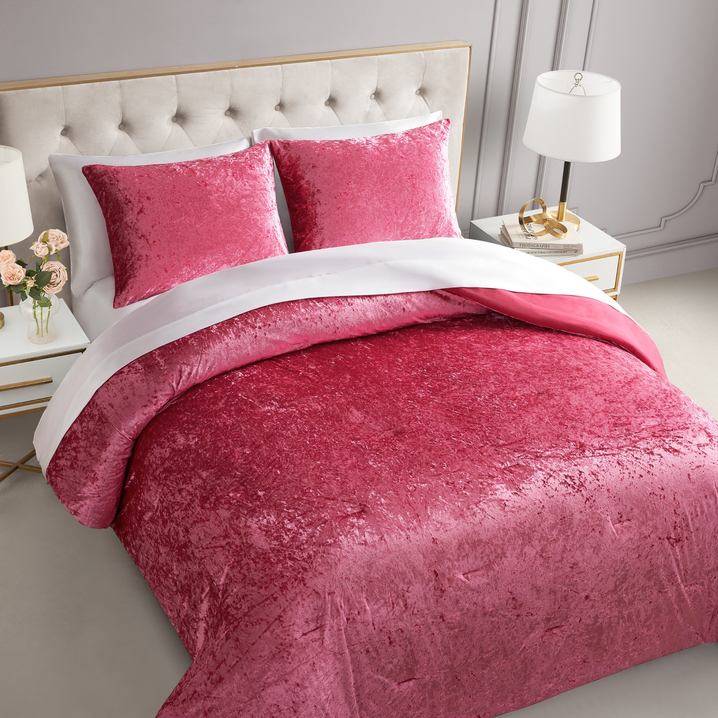 Pink crushed velvet blanket shop