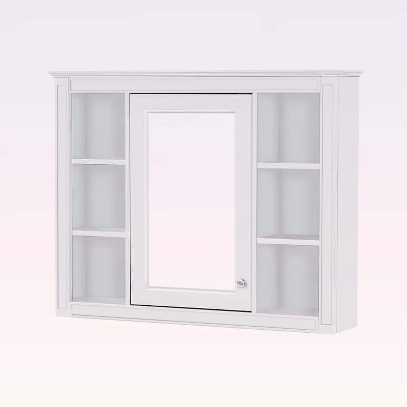 35'' x 27.5'' Wall-Mounted Medicine Cabinet with Mirror and 6 Open Shelves